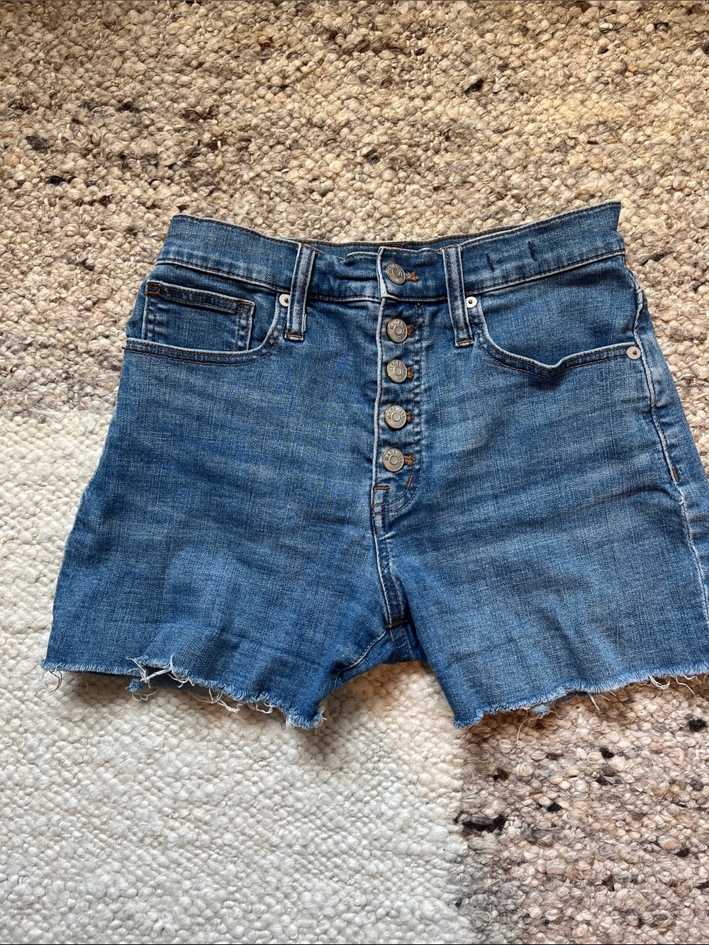Madewell Blue Button-Fly High-Rise Denim Shorts